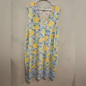 Lands' End Citrus and Blue Pattern Dress
